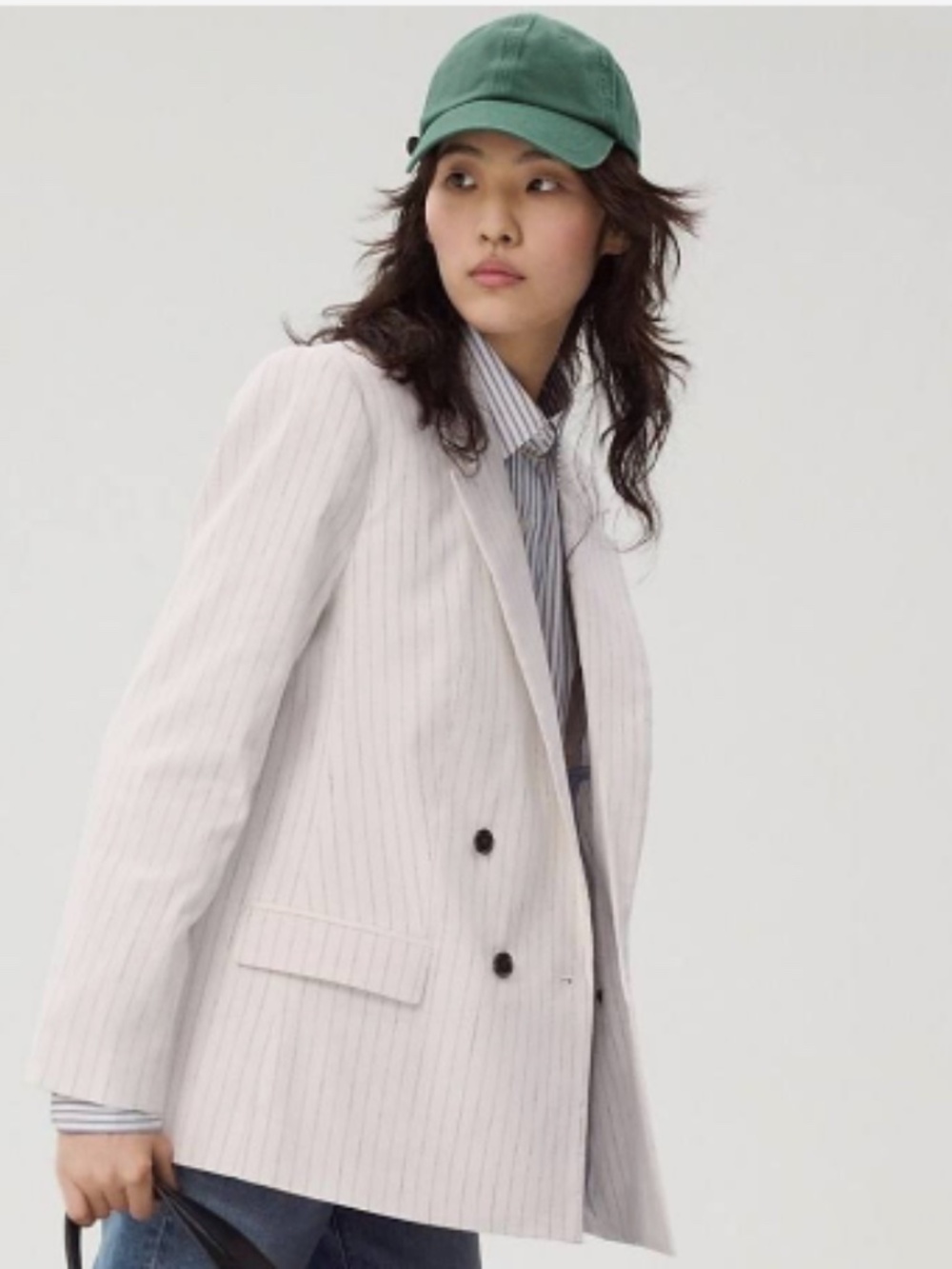 J. Crew Double-breasted Linen Blend Blazer in Pinstripe - Picture 5 of 6
